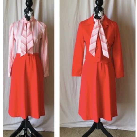 Vintage 1970’s Union Made Candy Stripe Secretary Dress & Jacket Set, XS/Small - Picture 10 of 14